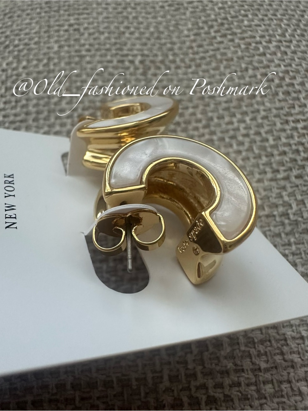 KATE SPADE Bold Small Hoops - Cream Multi - Picture 9 of 11